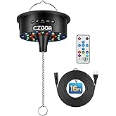 Disco Ball Motor with Light, 0/3/6/9/12/15 RPM Rotating Adjustable Speed | Spinner with Remote, 16ft Detachable Power Cable/Battery/USB-C Power Mode, Supports 4'' - 16'' Mirror Balls for Party Outdoor