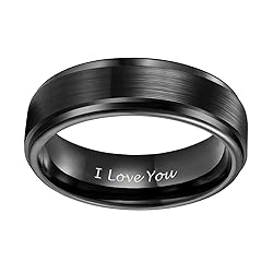 TRUMIUM 6mm Wedding Rings for Men Women I Love You