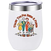 Thank You for Being A Friend Wine Tumbler,Golden TV Show Merchandise,12 Oz Insulated Stainless Steel Tumbler with Lid,Girls Friendship Gifts for Women Sister, Birthday Christmas Gifts for Her(White)