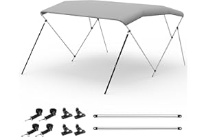 Bimini Tops for Boats, Heavy Duty 3/4 Bow Boat Bimini Top with Aluminum Frame, 900D Marine Grade Boat Canopy, UV Protection W