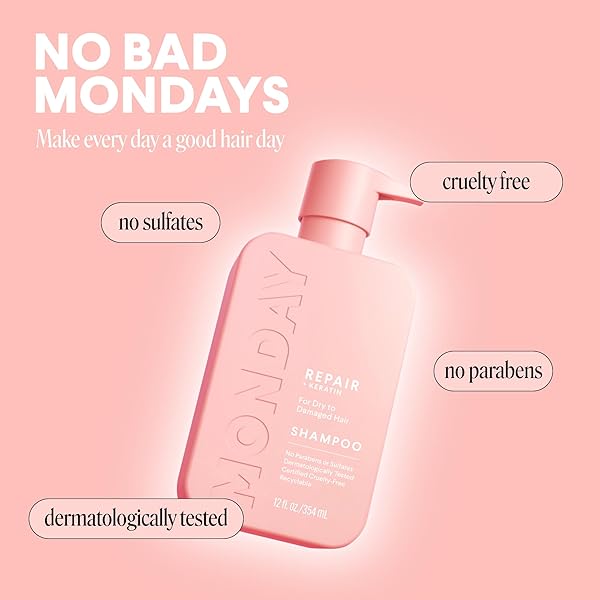 MONDAY HAIRCARE REPAIR SHAMPOO WITH KERATIN, ARGAN OIL & COCOA BUTTER 354ML FOR DRY TO DAMAGED & DEPLETED HAIR 354ML