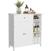 VASAGLE Bathroom Storage Cabinet, with 2 Doors, 31.5" H, Cloud White | Freestanding Cabinet, 3 Open Compartments, Adjustable Shelves, MDF, SIREN Collection UBBC142W01