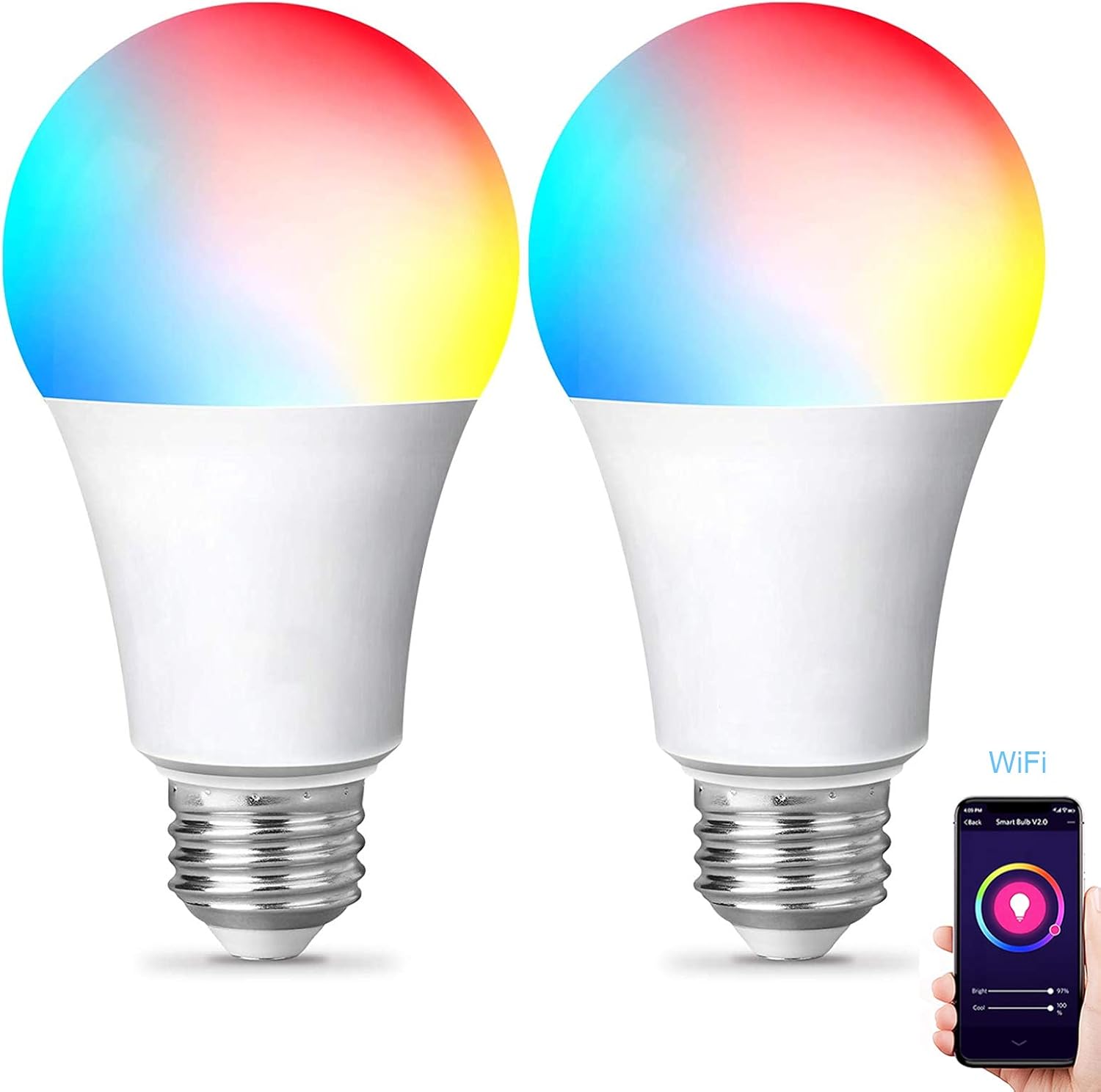 Bombilla Alexa WiFi E27, bombillas Smart LED 900 lm 9 W equivalente