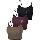 Boao 3 Pcs Crop Camisole Top Spaghetti Strap Tank Sleeveless Crop Tank Top for Women Sports