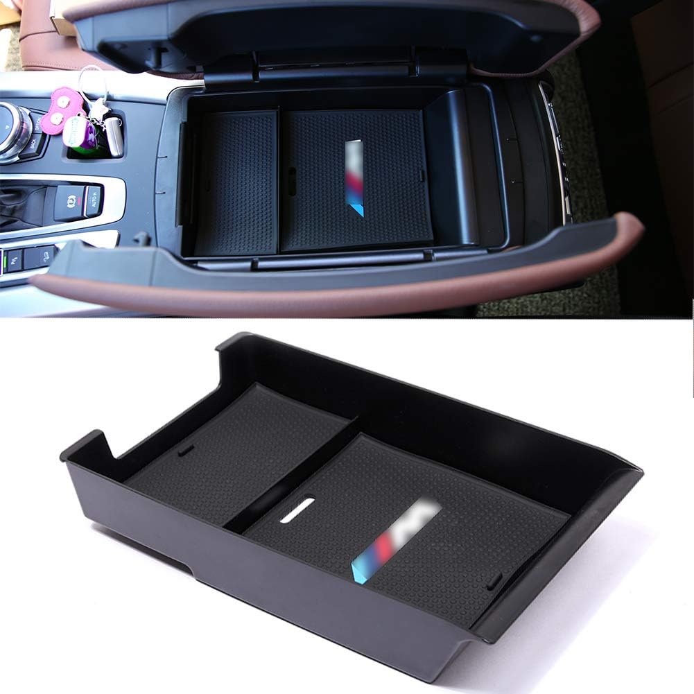 Scoorcar Center Armrest Storage Box for BMW X5 X6 F15 F16 Car-Styling 2014-2018 Phone Glove Tray with Mat Interior Accessories