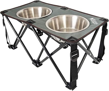Pet Supplies Leashboss Camping Feeder Outdoor Elevated Dog Bowls