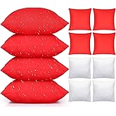 Colingmill 4 Set Waterproof Red Outdoor Throw Pillow Covers with 4 Pillow Inserts 18x18 Inch Decorative Waterproof Throw Cushion for Sofa Couch Home Patio
