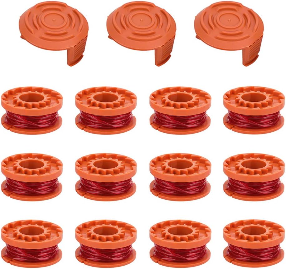 SKD RV Tech Line String Trimmer Replacement Spool for Worx Trimmer WA0010 WG163 WG154 WG160 WG155 WG151.5 WG151 (12 String Trimmer Line+3 Spool Cap): Garden & Outdoor