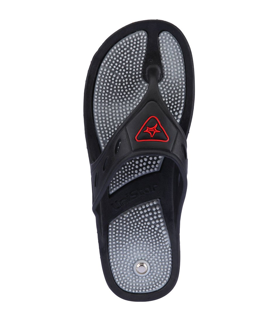 unistar unisex acupressure slippers - gh-01, black, (size 8)