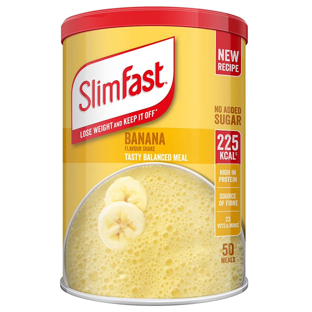 SlimFast Balanced Meal Shake, Healthy Shake For Balanced Diet Plan With VitamIns And Minerals, High In Fibre, Meal Replacement, Banana Flavour, 50 ServIngs, 1.825 kg