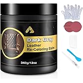 Leather Recoloring Balm, 12oz Large Size Leather Dye, Color Restorer, Scratch Repair, Furniture & Couch Restorer Kit, Repair Kit for Furniture(Dark Gray)