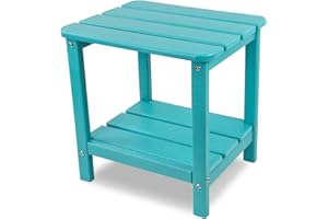 realife Outdoor Adirondack Side Table, Rectangular End Table for Patio, Garden, Porch and Indoor, Lake Blue