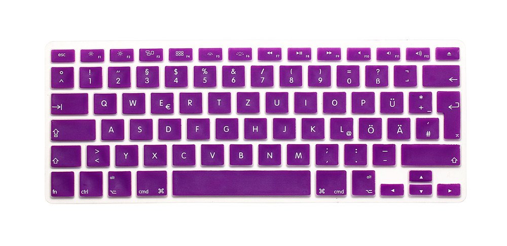 System-S Silicone Keyboard Cover QWERTZ German Keyboard Cover Protection for MacBook Pro 13 Inch 15 Inch 17 Inch iMac MacBook Air 13 Inch in Purple