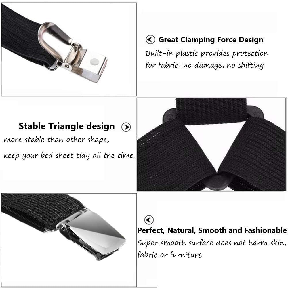 Ultrashang Sheet Straps Clip Triangle: 2-Set Elastic Fitted Bedding Sheet Fasteners Holder Suspenders for Bed Band Crib Mattress Pad Corner Gripper Bedsheet Keeper: Home & Kitchen