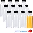 zmybcpack 12 Pack 12oz PP Heat-Resistant Plastic Juice Bottles With Caps-Plastic Smoothie Bottles-Reusable Bulk Beverage Containers with Lids For Juice, Beverage(Dishwasher Safe)