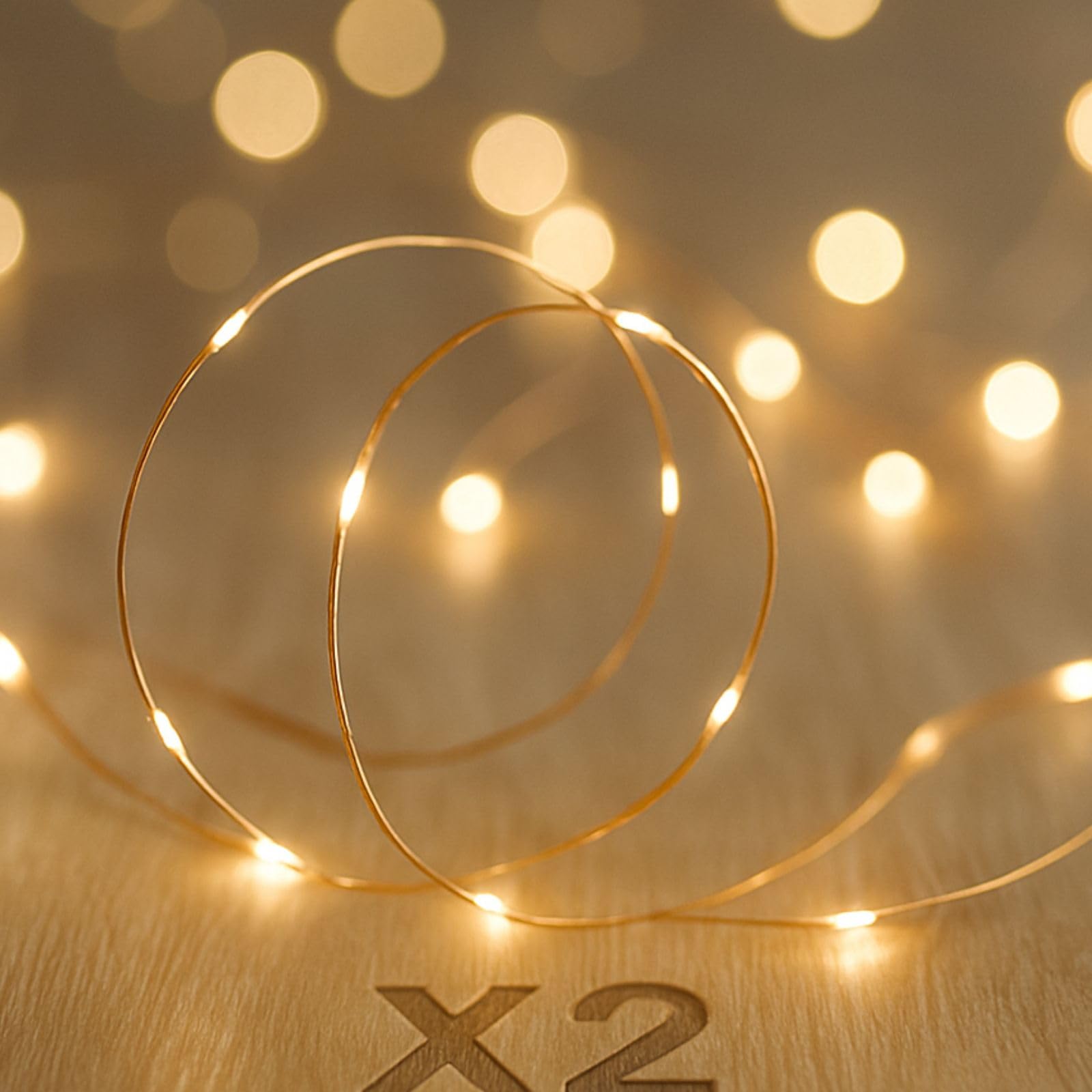 Koopower [2 Pack] 50 LEDs Battery Operated Fairy Lights [Auto On/Off], 6M Waterproof Micro Lights Copper Wire String Lights for Christmas Wedding Party (Warm White)