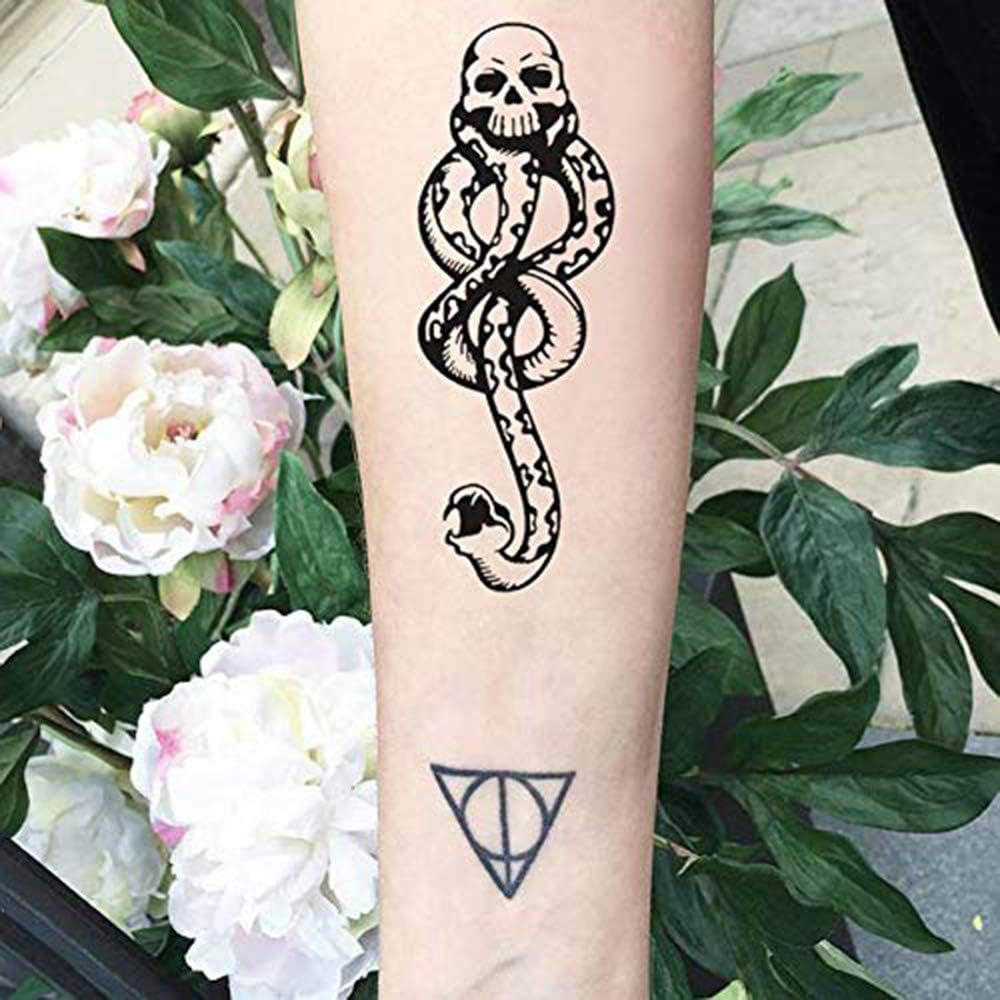 10Pcs Christmas Magic Death Eaters Dark Mark Mamba Skull Snake Halloween Temporary Tattoos Stickers for Harry Potter Costume Festival Party - Image 5
