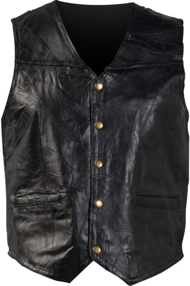 Giovanni Navarre Men's Buffalo Leather Motorcycle Casual Vest