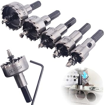 Generic 5pcs/Set 16-30mm HSS Drill Bit Hole Saw Tool Kit Used for Cutting Steel/Brass/Iron etc or Drilling Hole of The Desks