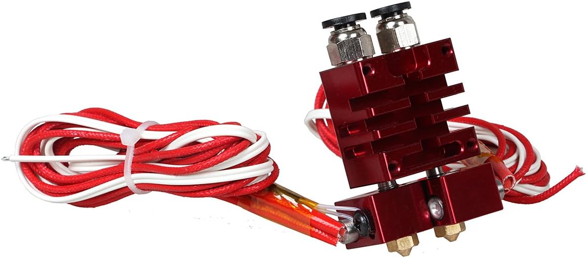3D Printer Parts for Improved E3D Chimera 2 in 2 Out Hotend Kit with Thermistor and Cartridge Heater Red Color 0.4mm/1.75mm YES