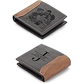 lagofit Gifts for Dad Personalized Custom Photo Wallets for Men Engraved Picture & Initial Name Wallets for Men Casual Bifold Wallet Gifts for Boyfriend, Fathers (Style 5)