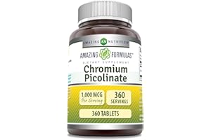 AMAZING NUTRITION Amazing Formulas Chromium Picolinate 1000mcg Tablets Supplement | Non-GMO | Gluten Free | Made in USA (360 Count)