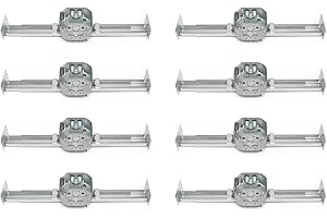 DPXMYG Saf-T-Brace for Ceiling Fans, Mounting Bracket with Adjustable Bar Hanger, 1-1/2'' Deep, 2 1/2'' Knockouts, Fits 16-24in Joist Spaces, Electrical Box for Fan/Light Fixtures(8 Pack)