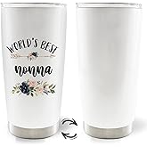 MOTERMATE Nonna 20oz Travel Coffee Mug Tumbler, Best Grandma Gifts for Mother's Day from Grandkids Granddaughter Grandson, World's Best Nonna Water Stainless Steel Tumbler with Lid and Straw Drinkware