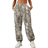 ACCPUR Women Camo Baggy Fleece Sweatpants Elastic High Waisted Trouser Active Workout Jogger Pant Lounge Bottoms with Pockets