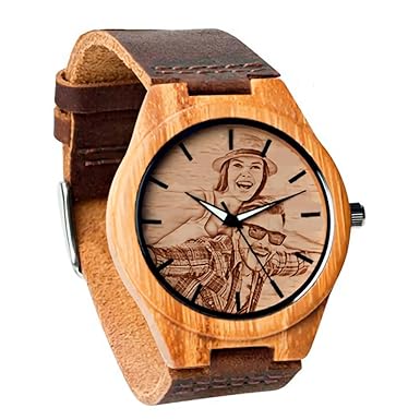 Panicy Personalisierte hölzerne Foto Watch benutzerdefinierte Uhren für Männer, EIN perfektes persönliches Geschenk für Boy F