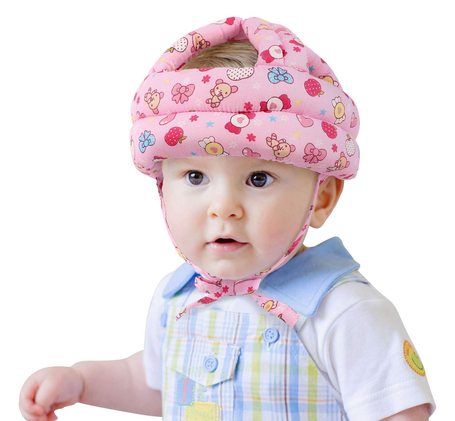 Baby Safety Helmet, Soft Comfortable Baby Safety Protective Cap, Adjustable Size Infant Head Protective Hat, for Baby from 6 Months - 6 Years Old to Learn to Crawl, Walk, Run & Play (Pink candy)