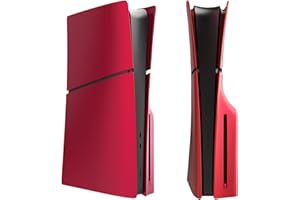 HESUPY for PS5 Slim Console Faceplate Cover, Custom Replacement Skin Case ABS Cover Plates Side Shell for PS5 Slim Disc Edition (Red)