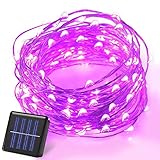 Solar String Lights,Kyson 32.8ft Solar Cooper 100 Led Fairy String LightLamp for Garden Tree Christmas Wedding Party Decoration Lighting (Purple)