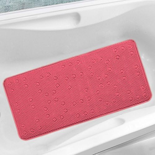 Amazing Antibacterial Cushioned Waffle Non Slip PVC Foam Bath Tub Mat (Pink)