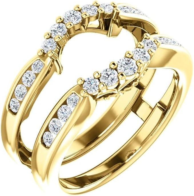 14k Yellow Gold 1/2 CTW Diamond Ring Guard Size 7 Clothing