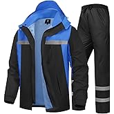 Men's Rain Suit High Visibility Reflective Work Rain Jacket Pants for All Sport Farm Fishing Motorcycle