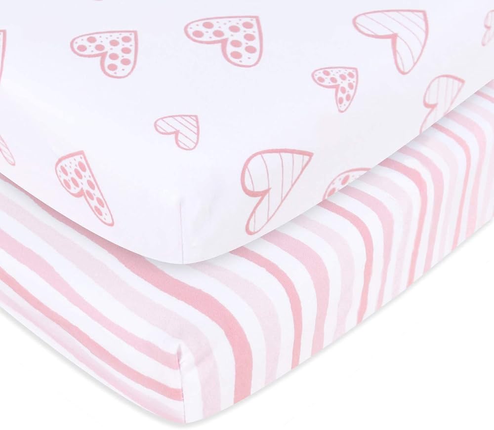 SPRINGSPIRIT Travel Cot Fitted Sheet 2 Pack 95x65cm Jersey Cotton