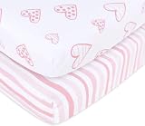 SPRINGSPIRIT Travel Cot Fitted Sheet 2 Pack 95x65cm Jersey Cotton