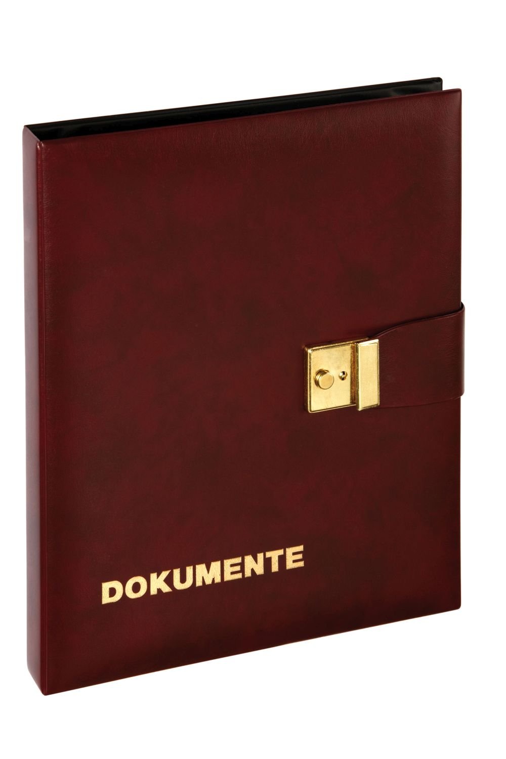 Pagna Document Folder Soft Artificial Leather with Strap Lock 4-Ring Mechanism Insert Pocket