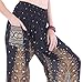 CandyHusky Elastic Waist Loose Fit Baggy Gypsy Hippie Boho Yoga Harem Pants (Black)