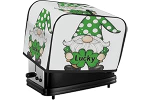 4 Slice Toaster Cover,St.patrick's Day Lucky Gnome Small Kitchen Appliance Bread Machine Cover with Pockets,Dust & Fingerprin