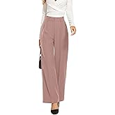 FUNYYZO Wide Leg Pants Women's High Elastic Waisted in The Back Business Work Trousers Long Straight Suit Pants