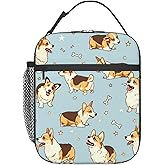 ainori Reusable Corgi Lunch Box for Kids Girls Boys Women Adult, Insulated Cute Bone Lunch Bag,Polyester Cooler Dog Handbags Case for School Picnic Work Travel Beach or Hiking (Light Blue)