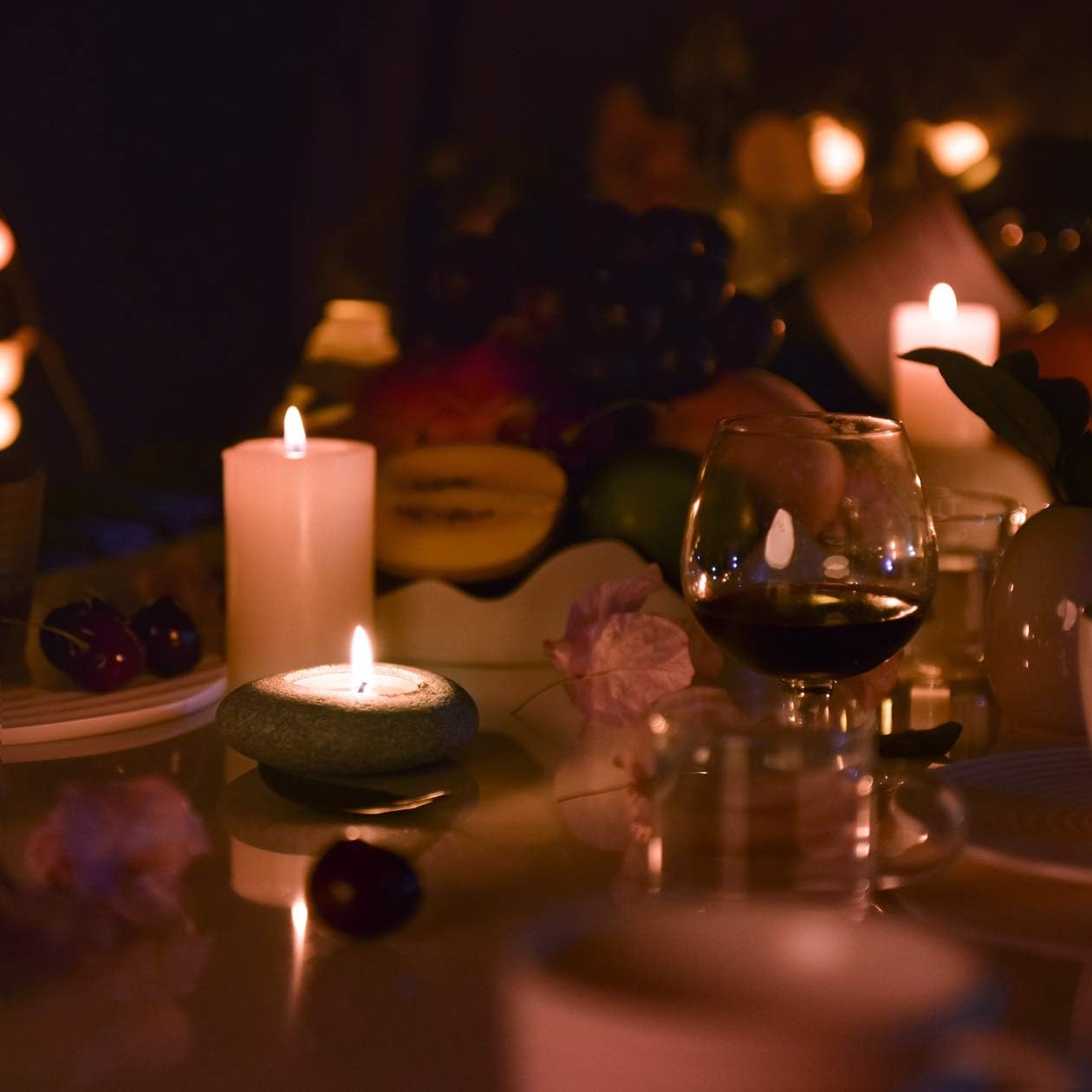 ICNBUYS Handmade Pebble Tea Light Candle Holder Handcrafted Tealight Holder for Zen Garden, Altar, Mantle, Desk, Table, Shelf: Kitchen & Dining