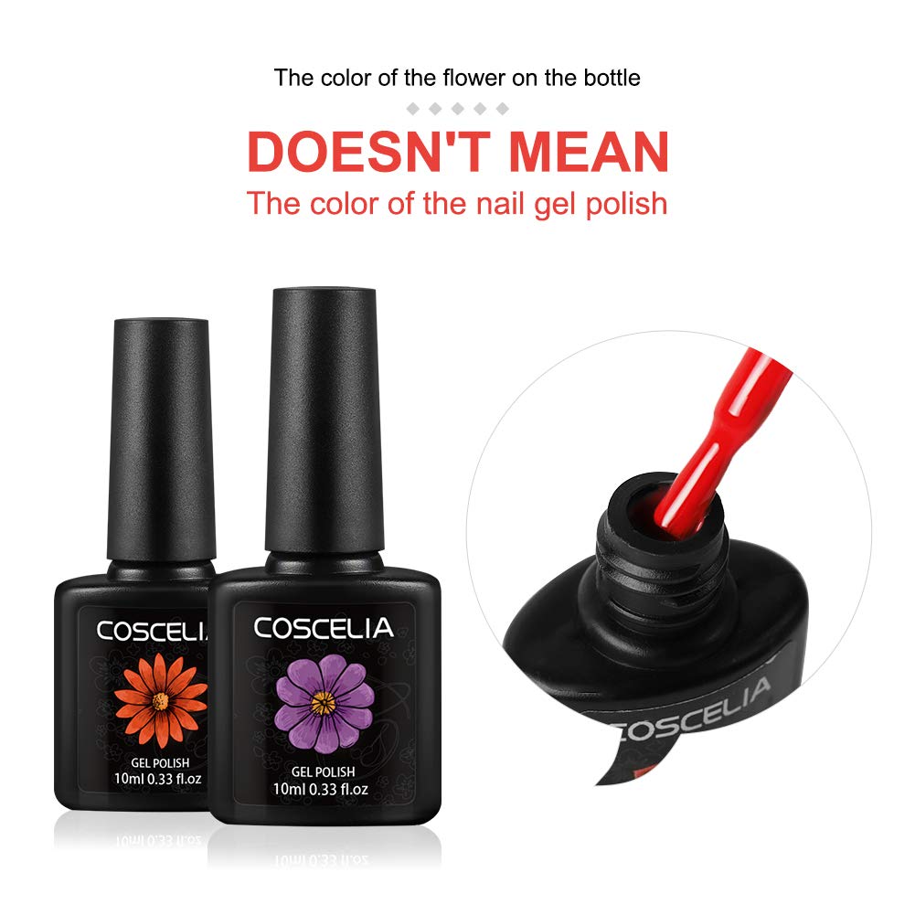 Coscelia Gel Nail Polish Set 8 Colors Fall Gel Nail Polish Glitter Red Green Blue Nude Colors Popular Pastel Fall Collection U V LED Soak Off Gel Polish Nail Art Manicure Kit for Salon Home DIY : Beauty