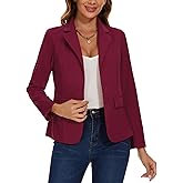 MINTLIMIT Blazers for Women Business Casual Two Button Suit Blazer Notched Lapel Long Sleeve Jacket Blazers with Pockets,Wine Red,M