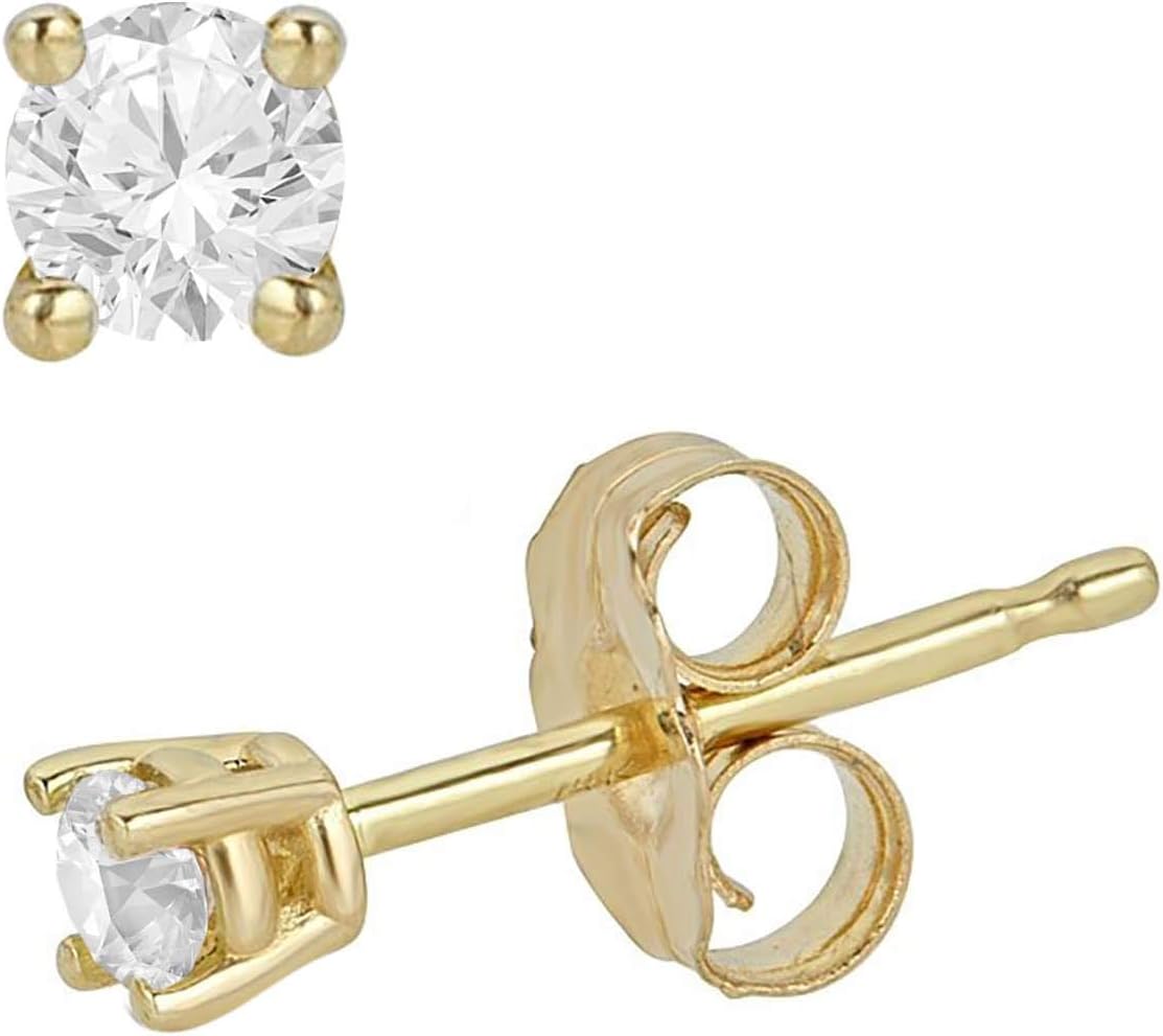 0.10-0.50 Carat Total Weight Round Natural Diamond Stud Earrings for Women in 14K White, Yellow, or Rose Gold with Push Backs (0.30cttw and up IGL Certified) - (JK Color, I1 Clarity)