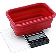 Truweigh Crimson Digital Mini Scale (200g x 0.01g - Black) Digital Kitchen Scale with Bowl - Digital Travel Scale - Portable Food Scale - Meal Prep Weight Scale - Digital Gram Scale