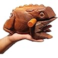 Cozinest Extra Large 9" Wood Frog Guiro Rasp Percussion Instrument Tone Block Wooden Good Luck Frog Animal Shaped Figurine Handcraft Musical Instruments from Thailand Home Office Decoration (Tan)