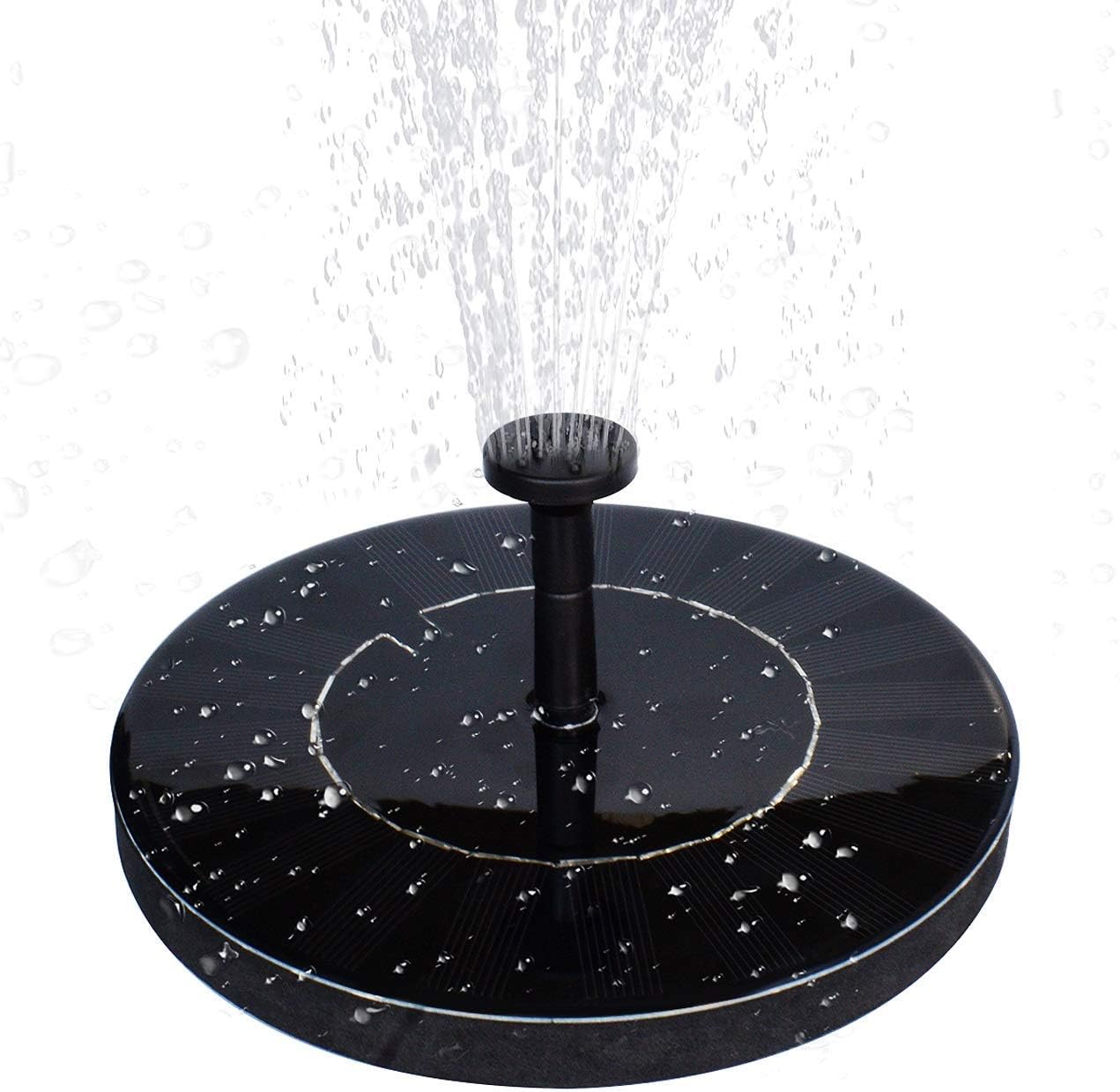 MADETEC Solar Water Fountain Pump with Battery Backup，1.5W Upgraded Submersible Solar Pond Fountain Panel Kit for Bird Bath,Small Pond,Garden and Lawn (Black)